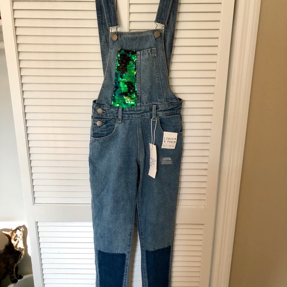 Liquor and Poker sequin overalls🌀